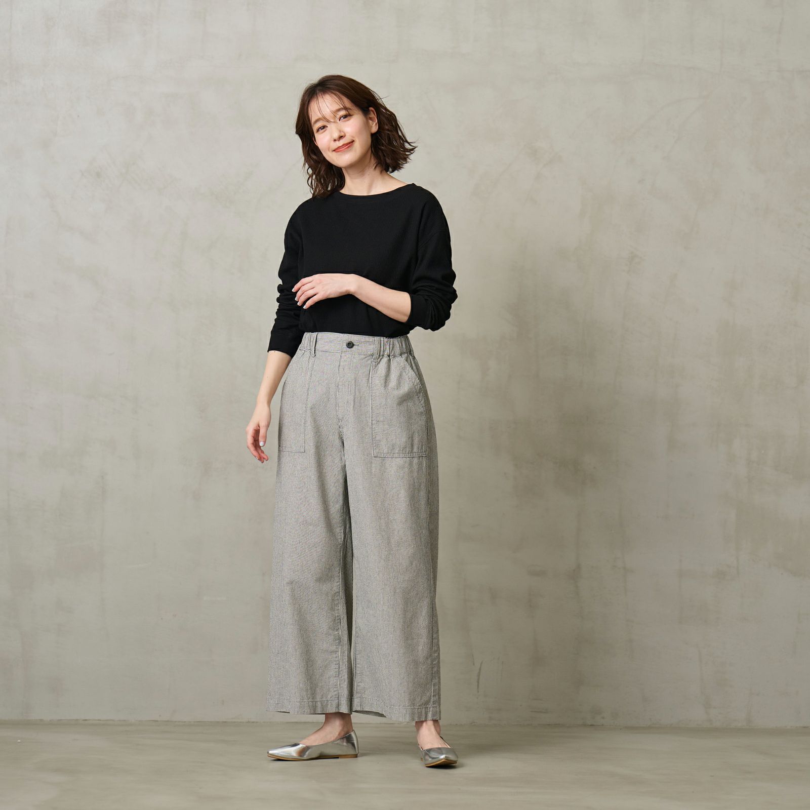 ダンガリー　ベイカーワイドパンツ