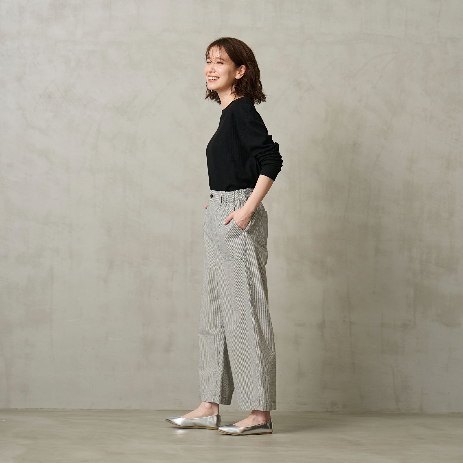 ダンガリー　ベイカーワイドパンツ