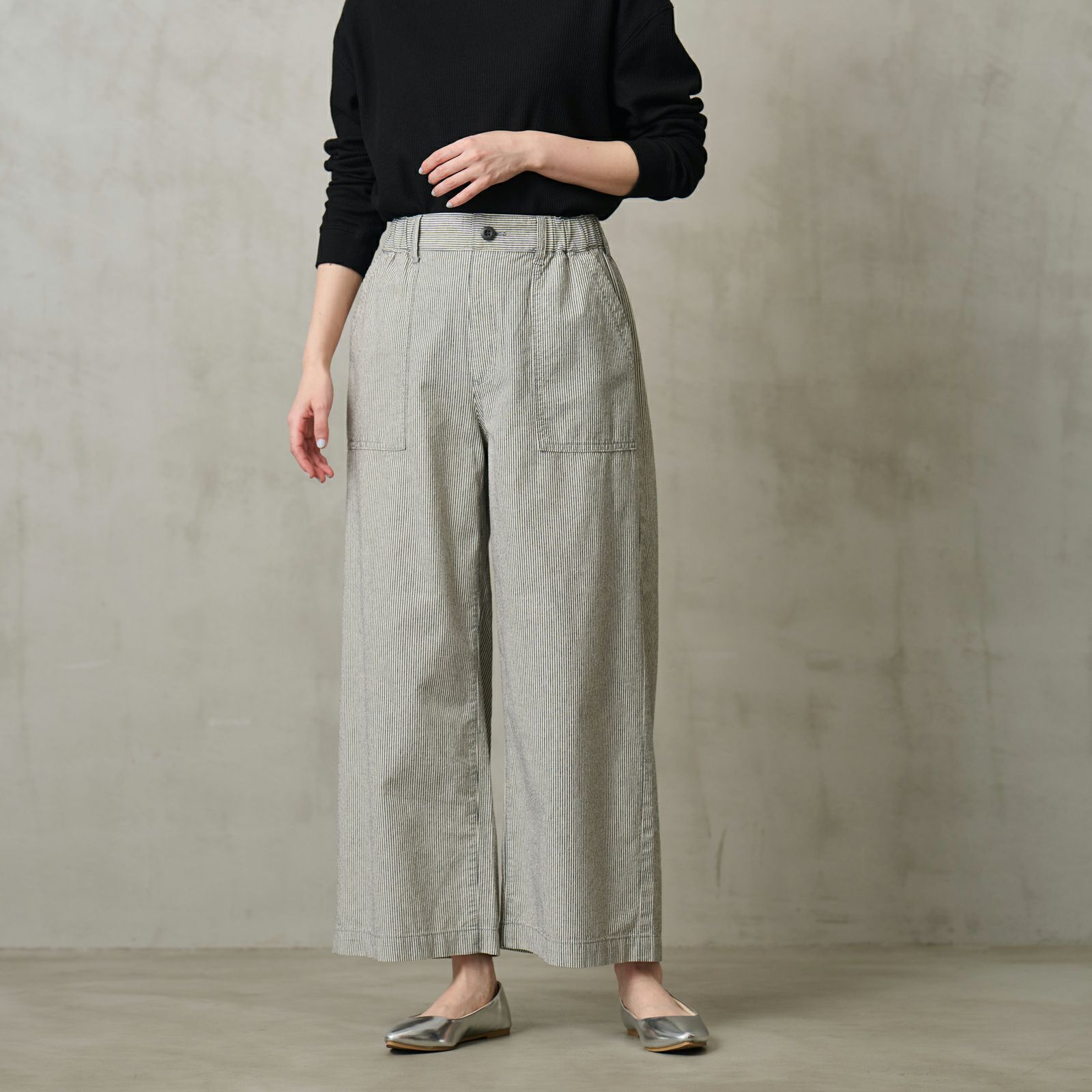 ダンガリー　ベイカーワイドパンツ