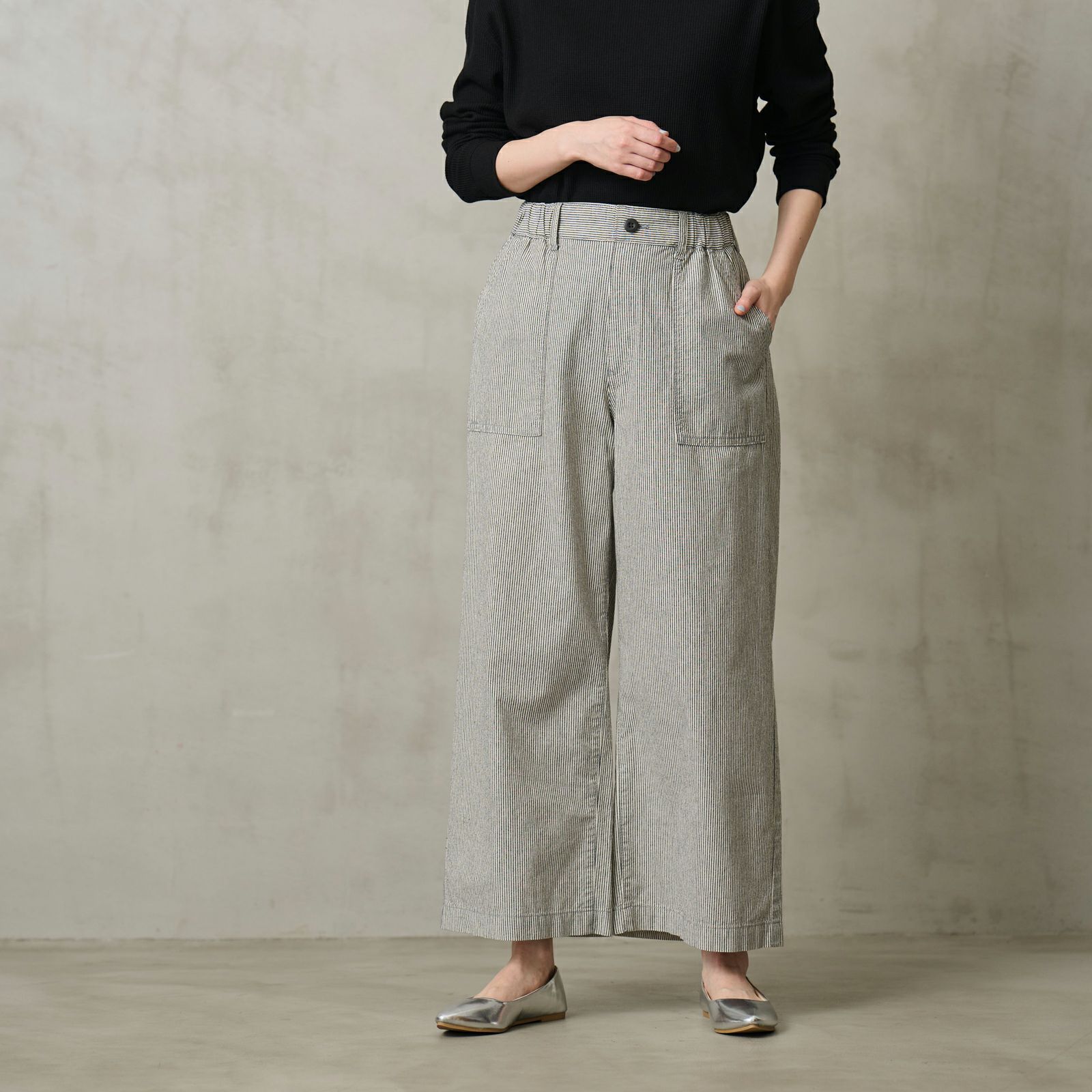 ダンガリー　ベイカーワイドパンツ