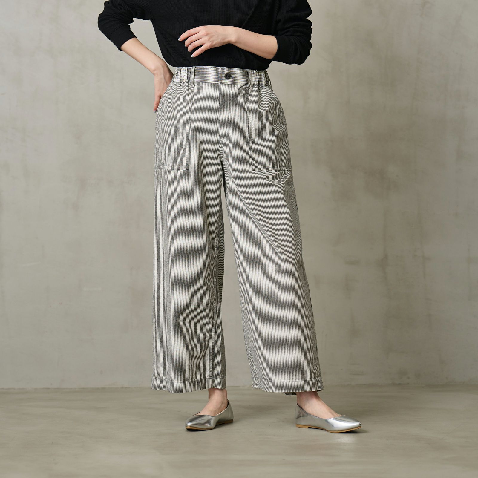 ダンガリー　ベイカーワイドパンツ