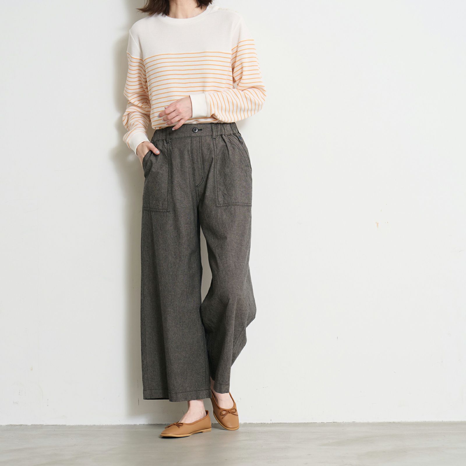 ダンガリー　ベイカーワイドパンツ