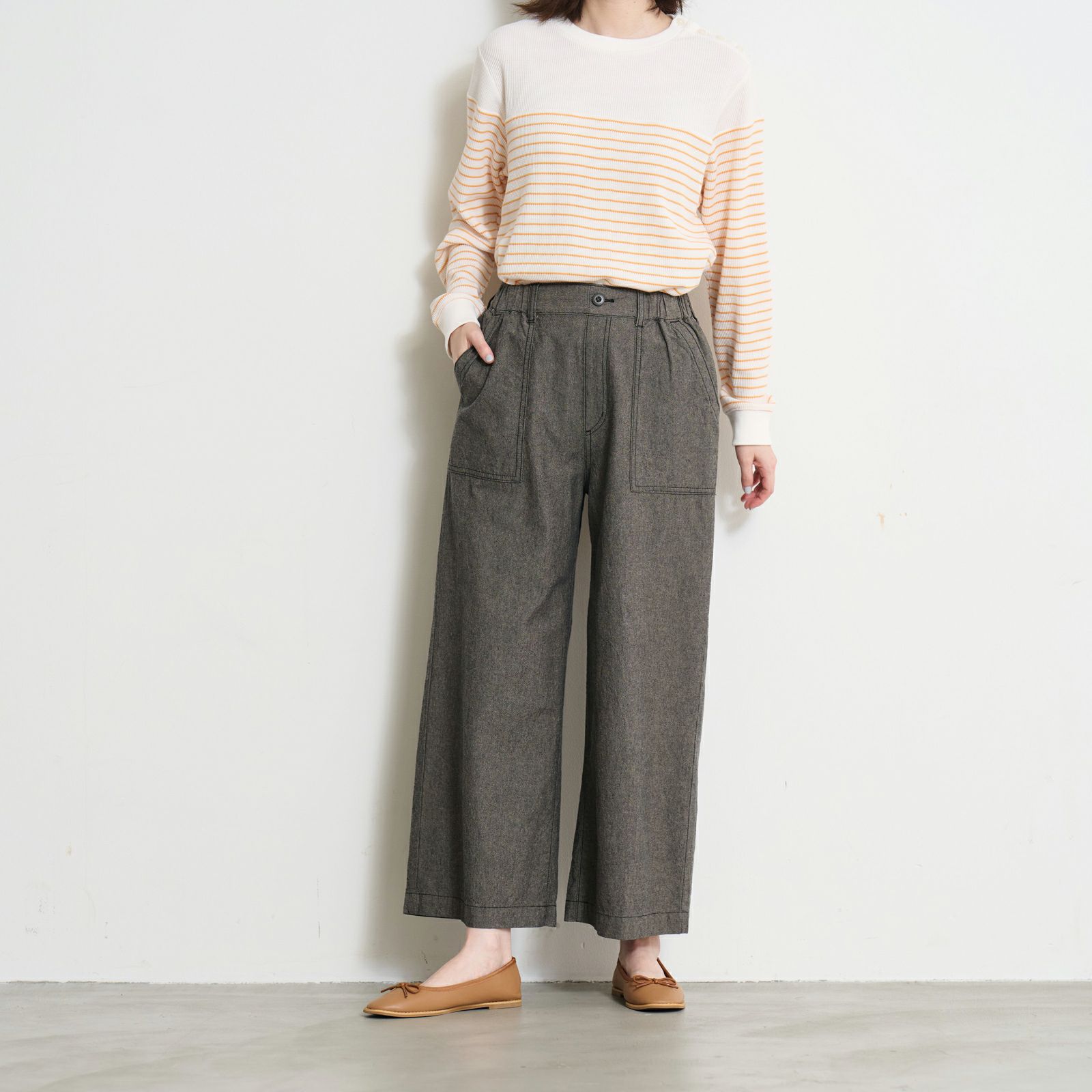 ダンガリー　ベイカーワイドパンツ