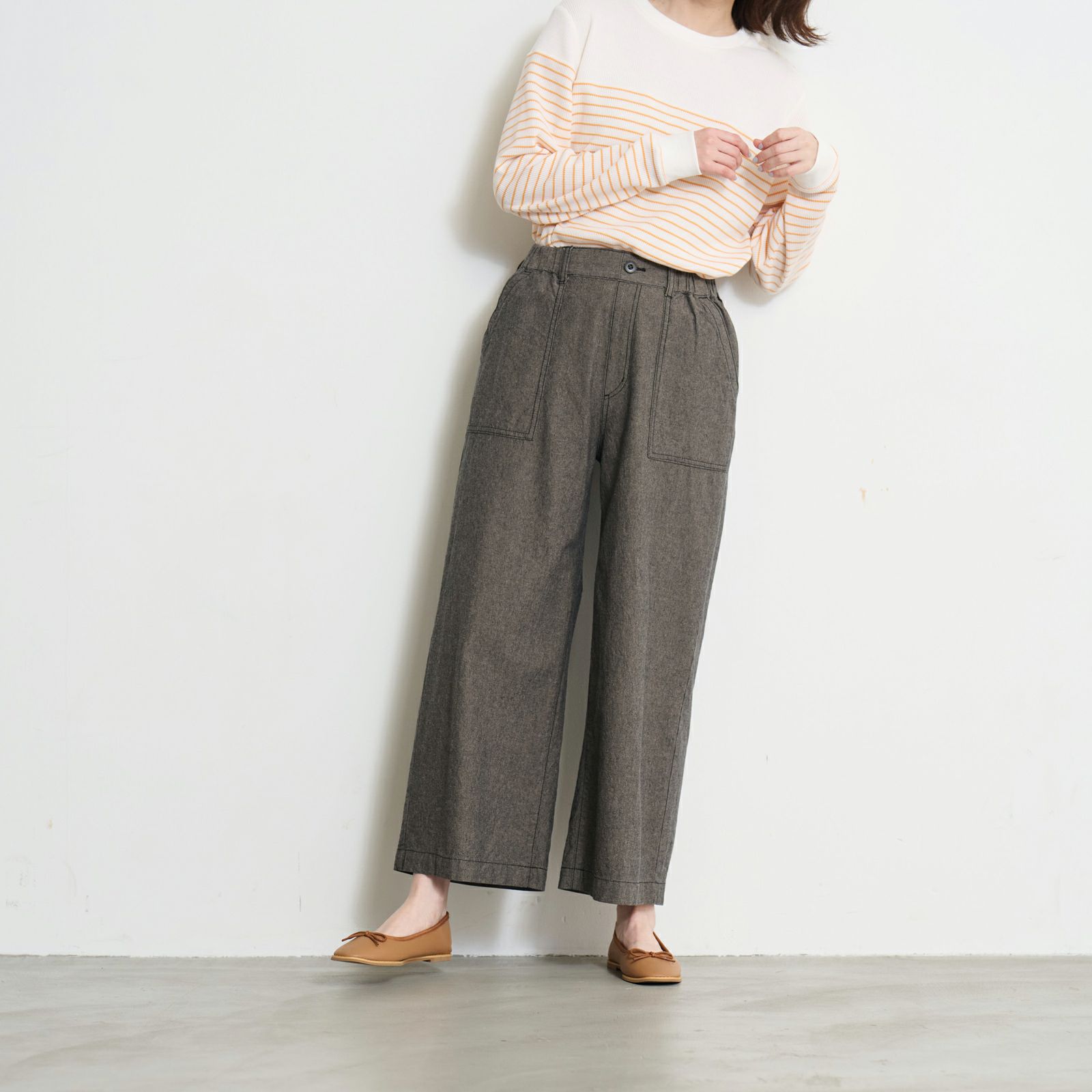 ダンガリー　ベイカーワイドパンツ