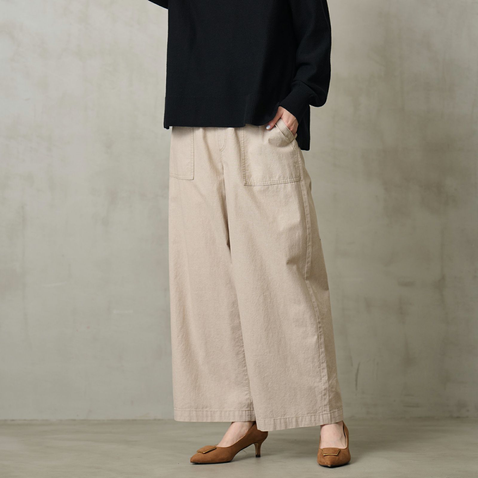 ダンガリー　ベイカーワイドパンツ