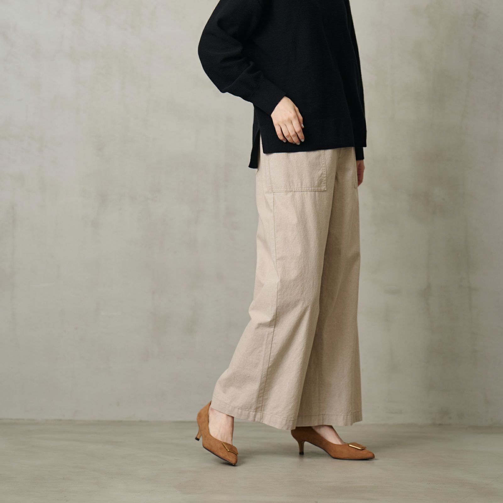 ダンガリー　ベイカーワイドパンツ