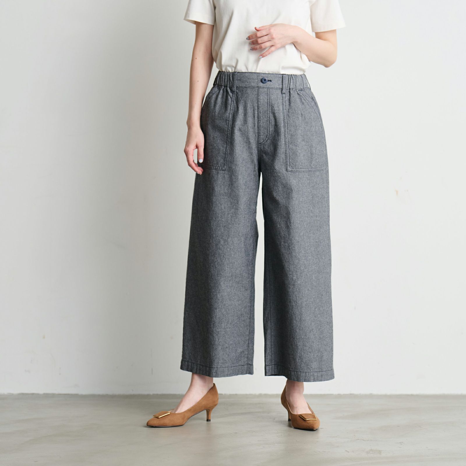 ダンガリー　ベイカーワイドパンツ