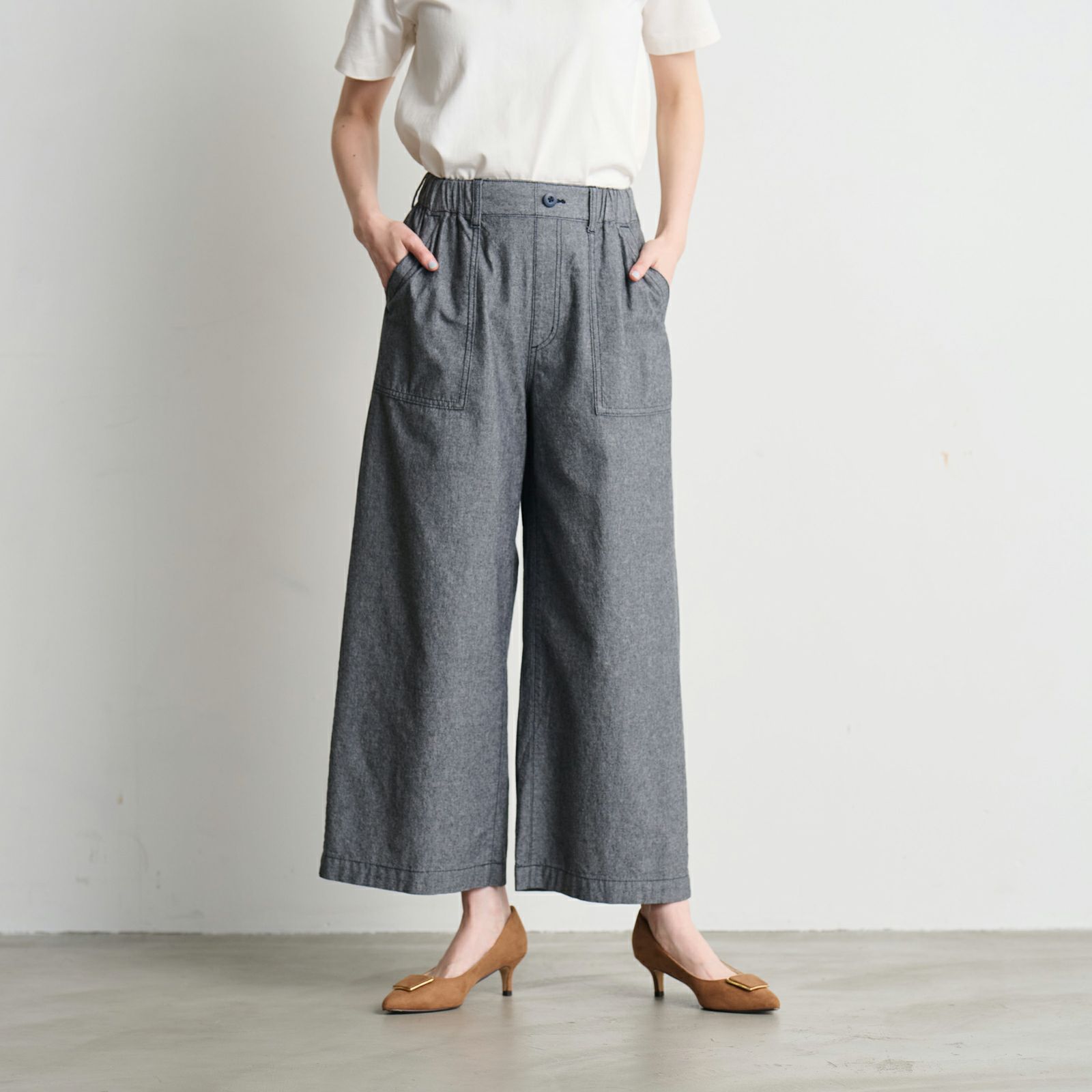 ダンガリー　ベイカーワイドパンツ