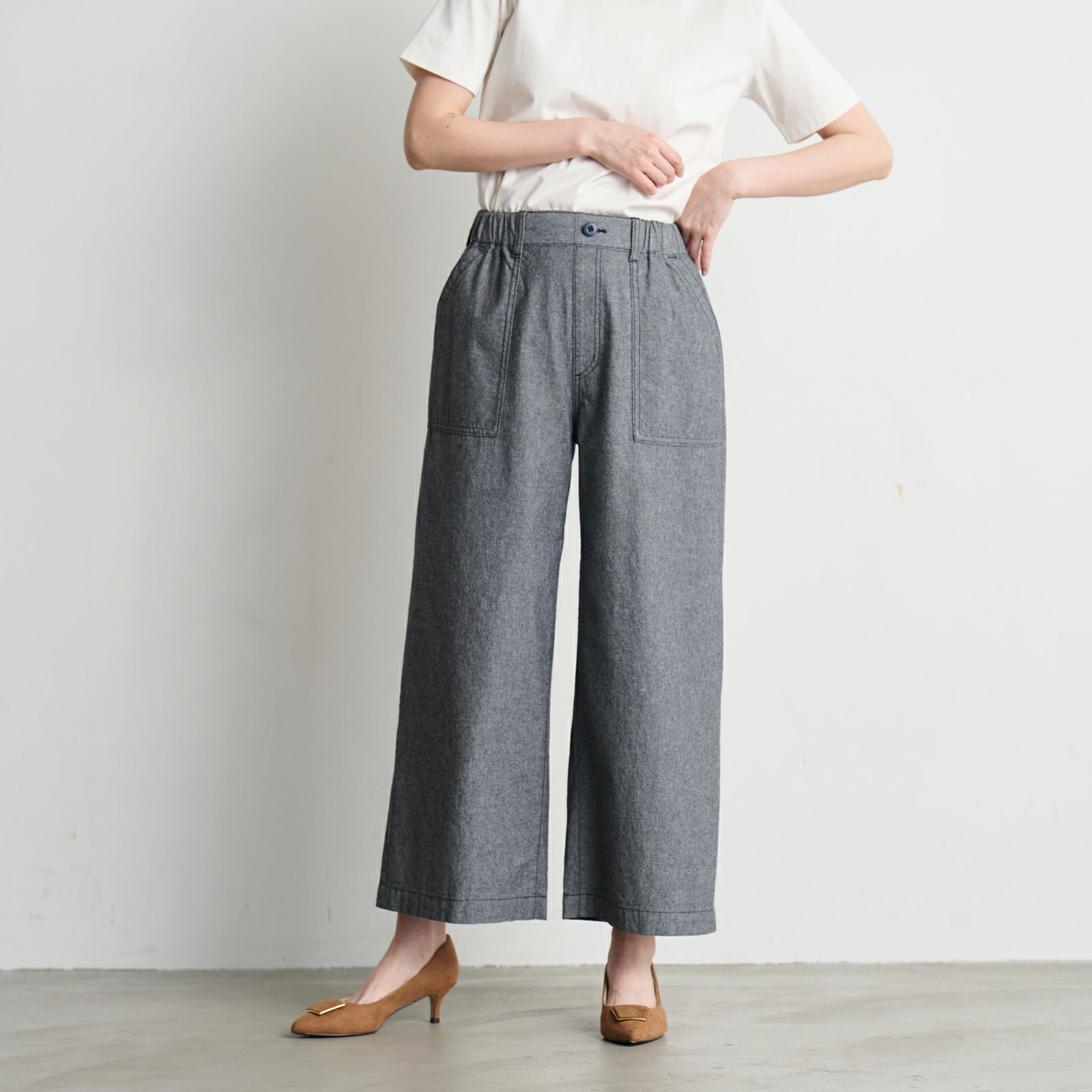 ダンガリー　ベイカーワイドパンツ