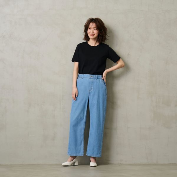 ライトオンスデニム　ワイドパンツ