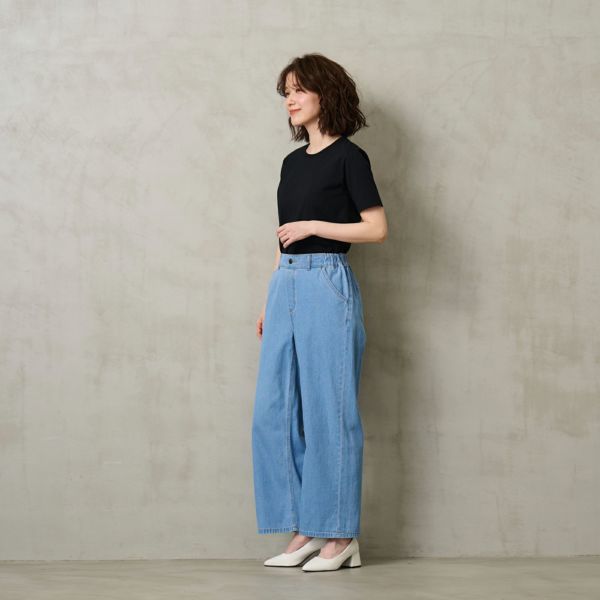 ライトオンスデニム　ワイドパンツ