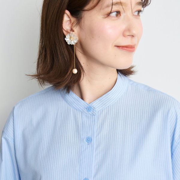 てまラク綿混５分袖ドロストブラウス
