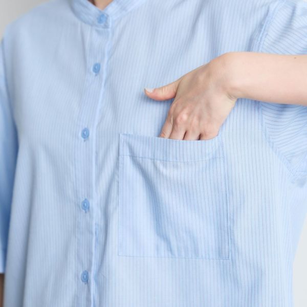 てまラク綿混５分袖ドロストブラウス
