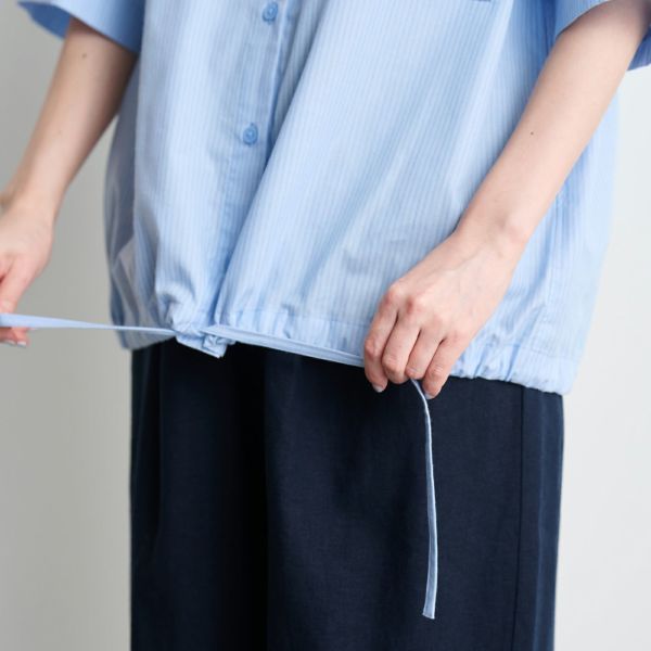 てまラク綿混５分袖ドロストブラウス