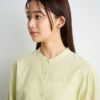 てまラク　綿麻７分袖スタンドブラウス