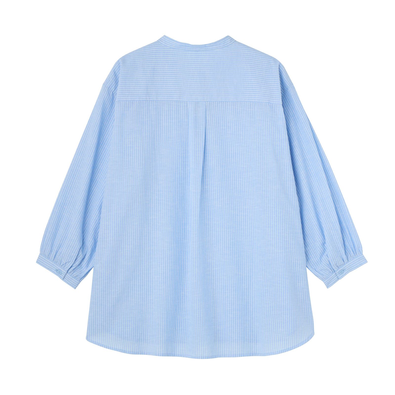 てまラク　綿麻７分袖スタンドブラウス