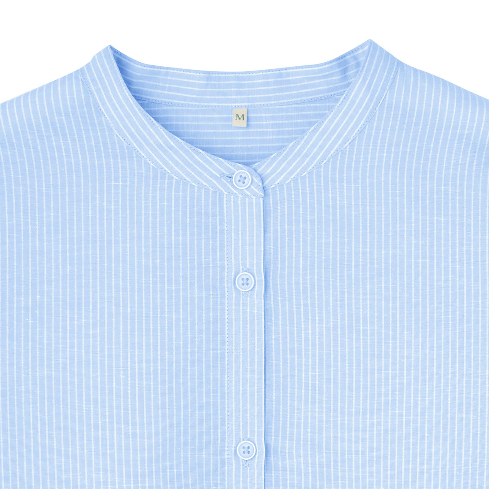 てまラク　綿麻７分袖スタンドブラウス