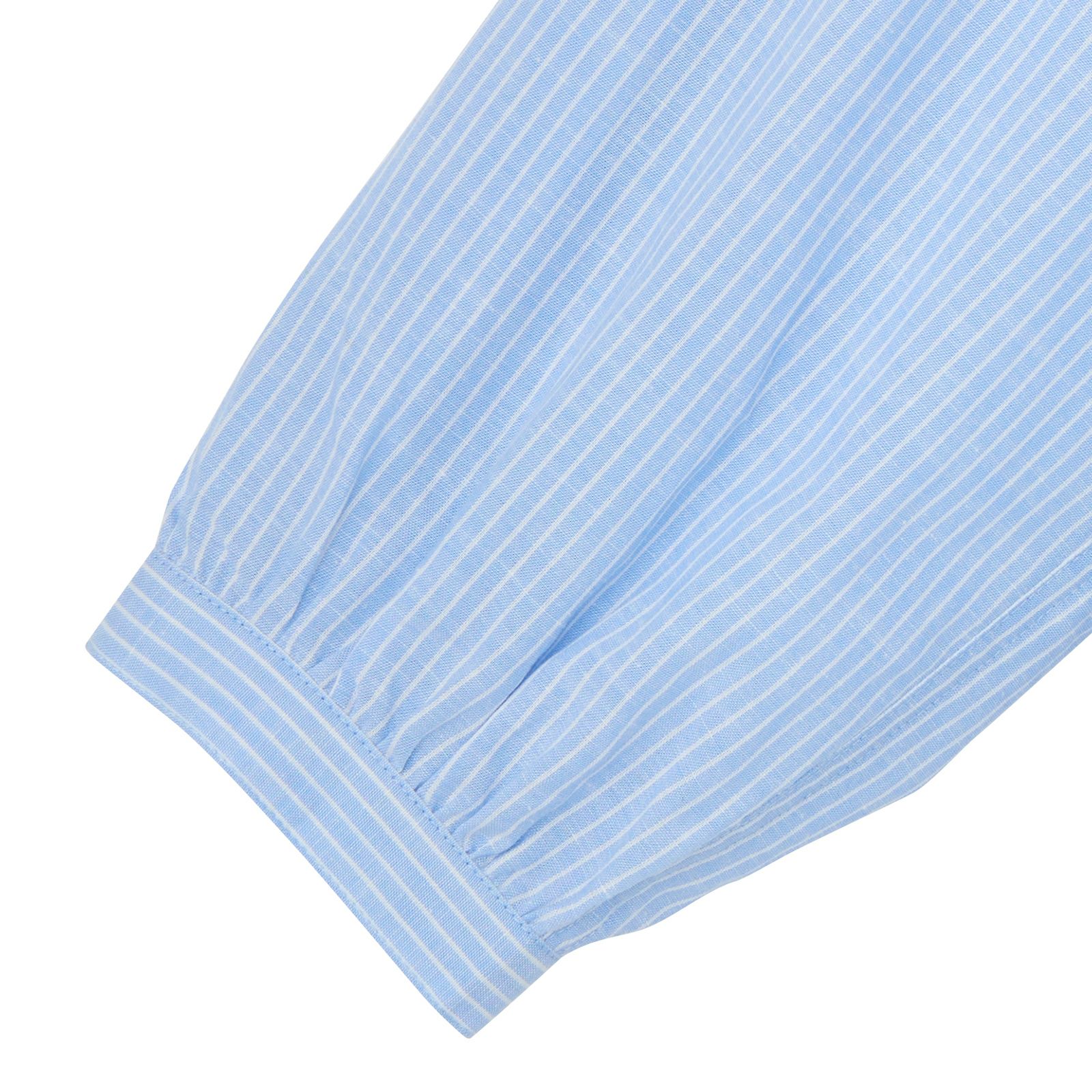 てまラク　綿麻７分袖スタンドブラウス