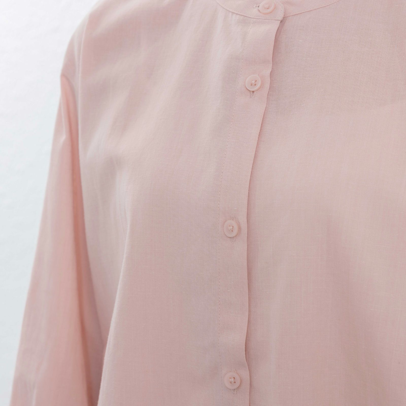 てまラク　綿麻７分袖スタンドブラウス