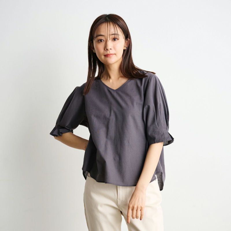 45R ブラウス　コットン　リネン　綿　麻　手洗い可 Maison de CINQ｜コットンリネンブラウス | Rakuten Fashion