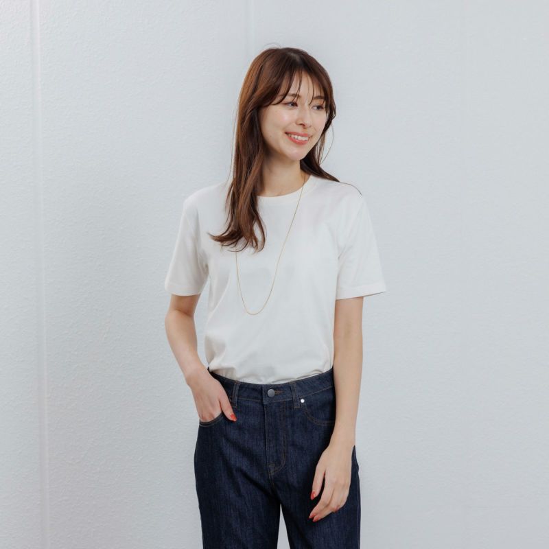 tシャツ オーガニックコットン ワンポイントロゴ クルーネック 半袖Tシャツ レディース セール】 オーガニックコットン ワンポイントロゴ クルーネック