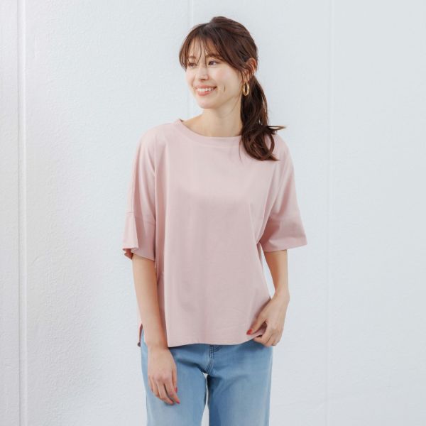 シルキーコットン　ひんやり抗菌防臭　ドルマン半袖Tシャツ