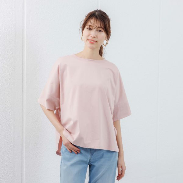 シルキーコットン　ひんやり抗菌防臭　ドルマン半袖Tシャツ