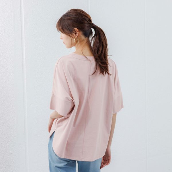 シルキーコットン　ひんやり抗菌防臭　ドルマン半袖Tシャツ