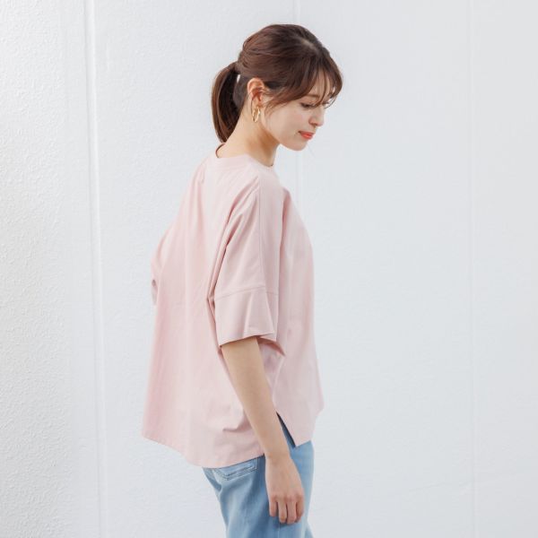 シルキーコットン　ひんやり抗菌防臭　ドルマン半袖Tシャツ