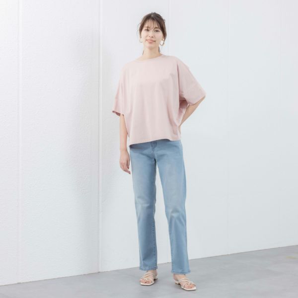 シルキーコットン　ひんやり抗菌防臭　ドルマン半袖Tシャツ