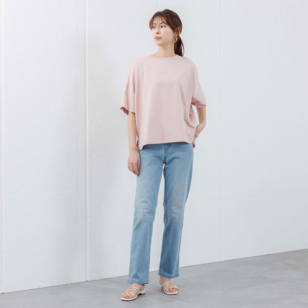 シルキーコットン　ひんやり抗菌防臭　ドルマン半袖Tシャツ