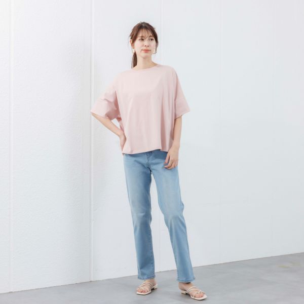 シルキーコットン　ひんやり抗菌防臭　ドルマン半袖Tシャツ
