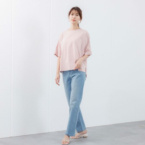 シルキーコットン　ひんやり抗菌防臭　ドルマン半袖Tシャツ