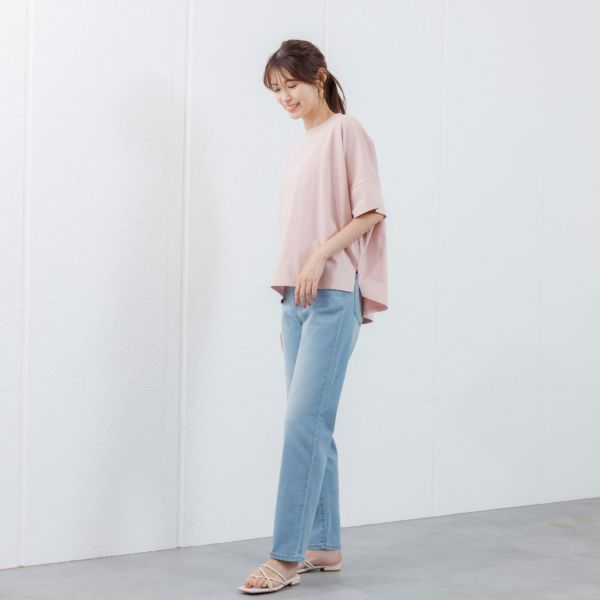 シルキーコットン　ひんやり抗菌防臭　ドルマン半袖Tシャツ