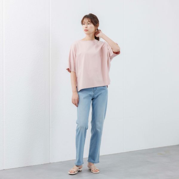 シルキーコットン　ひんやり抗菌防臭　ドルマン半袖Tシャツ