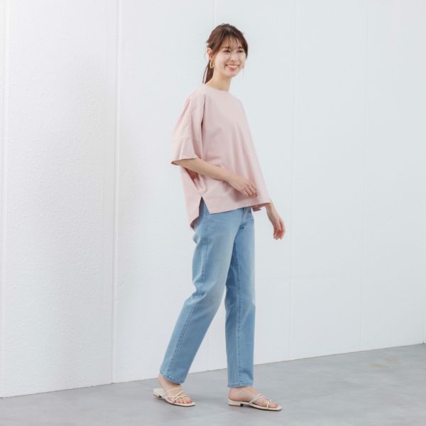 シルキーコットン　ひんやり抗菌防臭　ドルマン半袖Tシャツ