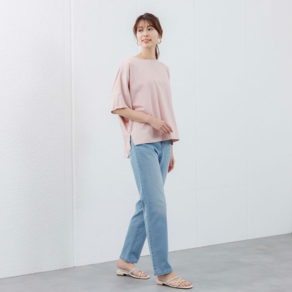 シルキーコットン　ひんやり抗菌防臭　ドルマン半袖Tシャツ