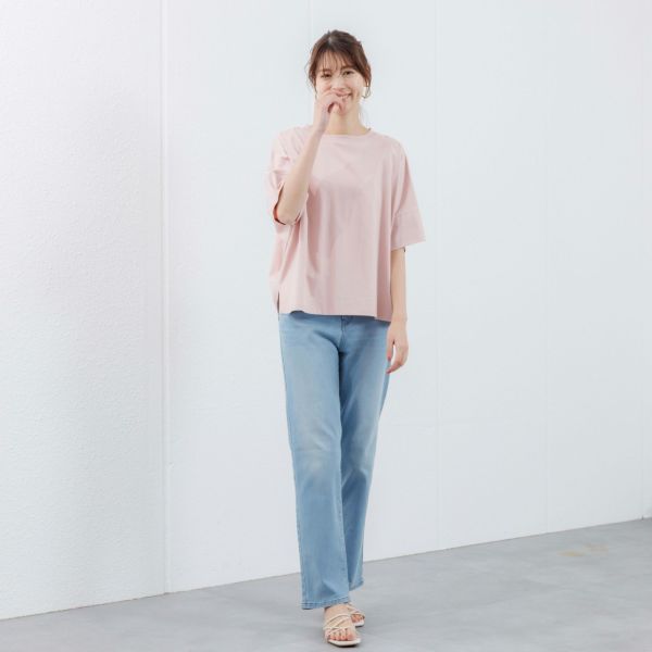 シルキーコットン　ひんやり抗菌防臭　ドルマン半袖Tシャツ