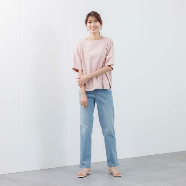 シルキーコットン　ひんやり抗菌防臭　ドルマン半袖Tシャツ