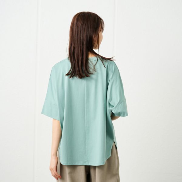 シルキーコットン　ひんやり抗菌防臭　ドルマン半袖Tシャツ