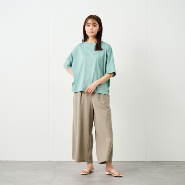 シルキーコットン　ひんやり抗菌防臭　ドルマン半袖Tシャツ