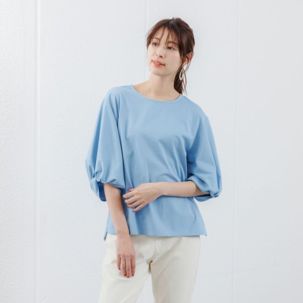 シルキーコットン　ひんやり抗菌防臭　ねじり袖Ｔシャツ