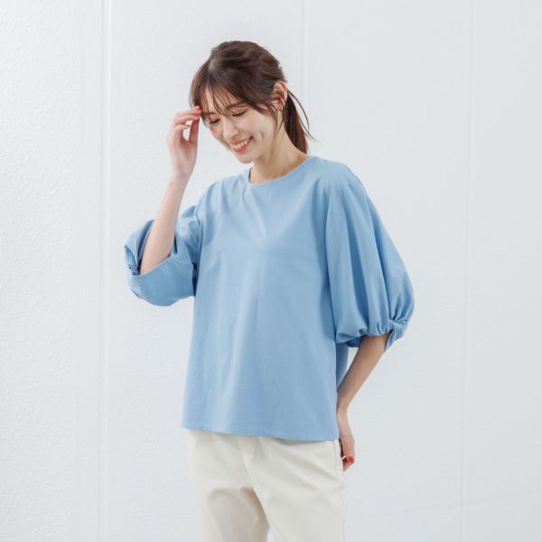 シルキーコットン　ひんやり抗菌防臭　ねじり袖Ｔシャツ