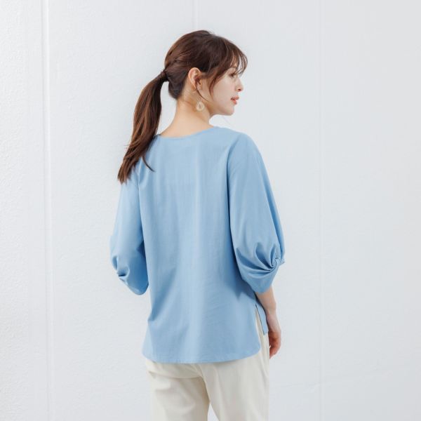 シルキーコットン　ひんやり抗菌防臭　ねじり袖Ｔシャツ