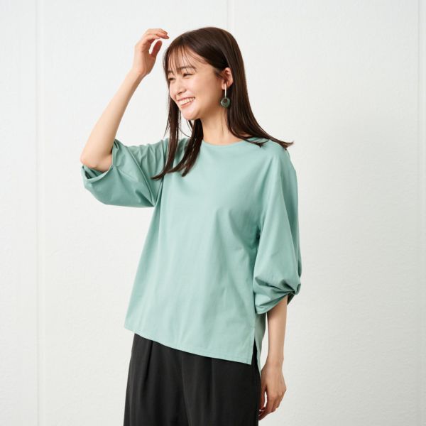 シルキーコットン　ひんやり抗菌防臭　ねじり袖Ｔシャツ