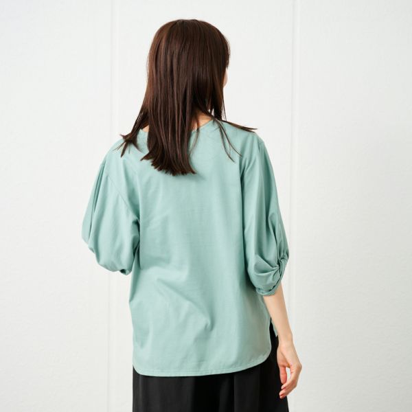 シルキーコットン　ひんやり抗菌防臭　ねじり袖Ｔシャツ