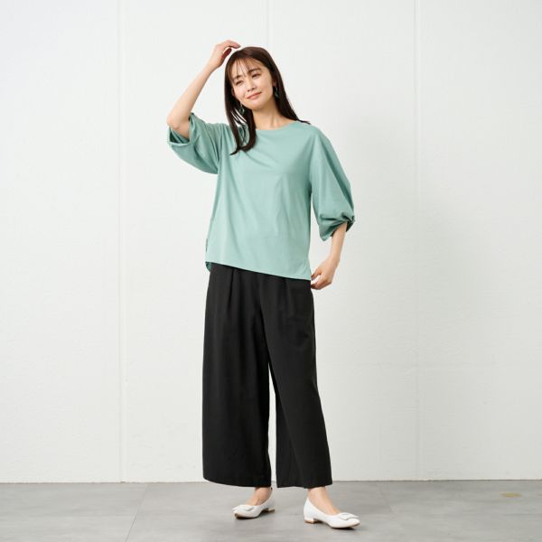 シルキーコットン　ひんやり抗菌防臭　ねじり袖Ｔシャツ