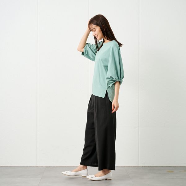 シルキーコットン　ひんやり抗菌防臭　ねじり袖Ｔシャツ