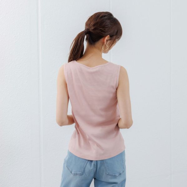 サラサラ　針抜きリブタンクトップ