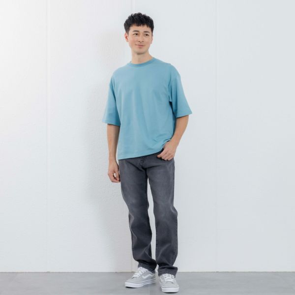 【ピースフィットクール】　遮熱スムース無地五分袖Tシャツ